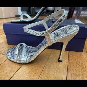 Stuart Weitzman Silver Serpent Heels Sz6